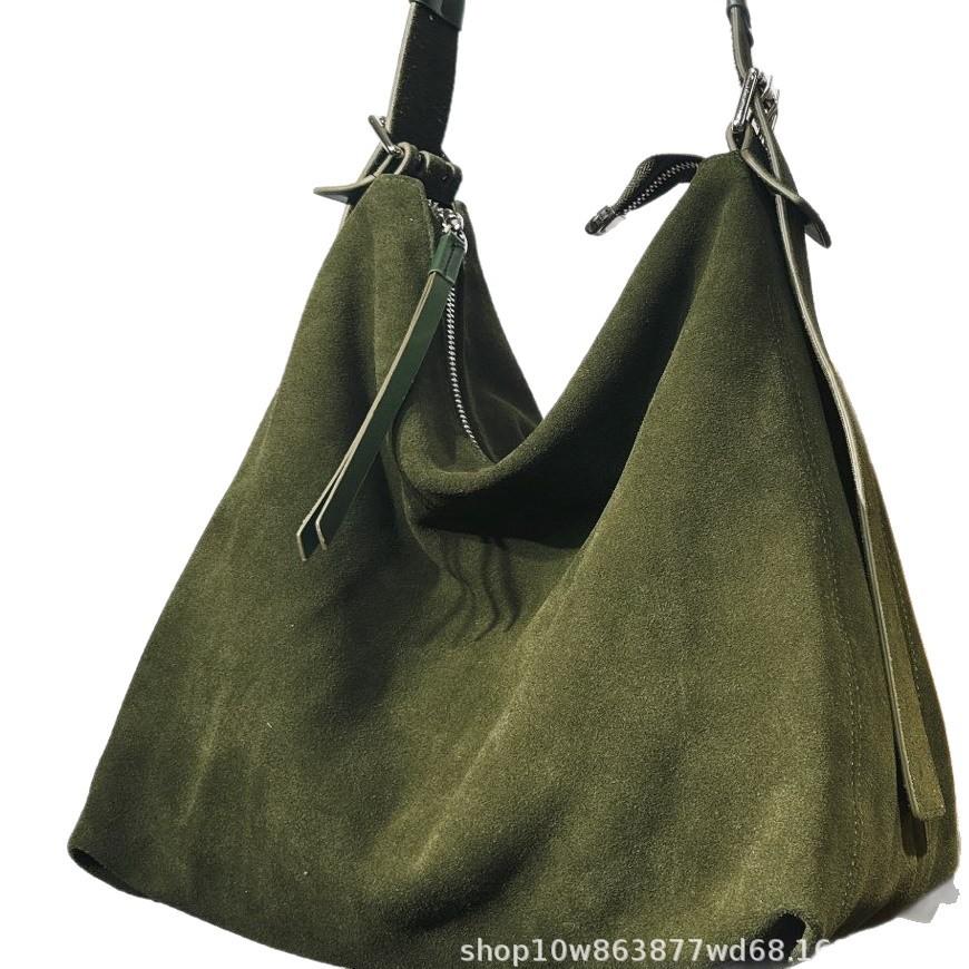 Neue Leder Kuhleder Wildleder Premium Tragetasche Hobo Schulter Umhängetasche Damen Tasche Große Kapazität
