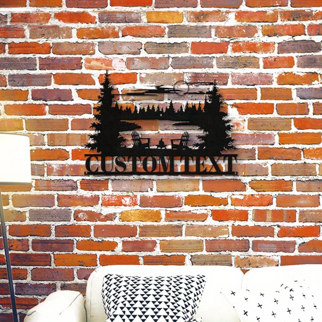 Arte de Parede Personalizada em Ferro Metálico 3D Decoração de Acampamento Personalizada Design de Cadeira de Camping Rústica para Interior Exterior
