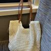Leisure Large-capacity Shoulder Cotton Thread Woven Bag Hollow Reticulated Tote Bag Seaside Vacation Beach Bag Women's Bag