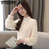Lace Padded Thickening Bottom Shirt Women's Autumn and Winter Chiffon Shirt Flocking Top