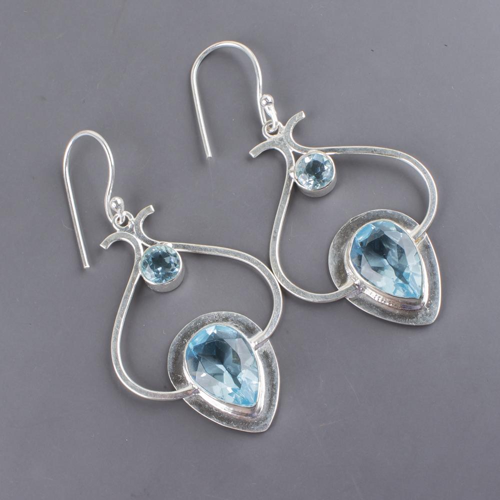Sky Blue Topaz Earrings Gemstone Jewelry, 925 Solid Sterling Silver Earrings, Handmade Jewelry Amazing Earrings, Gift For Mother