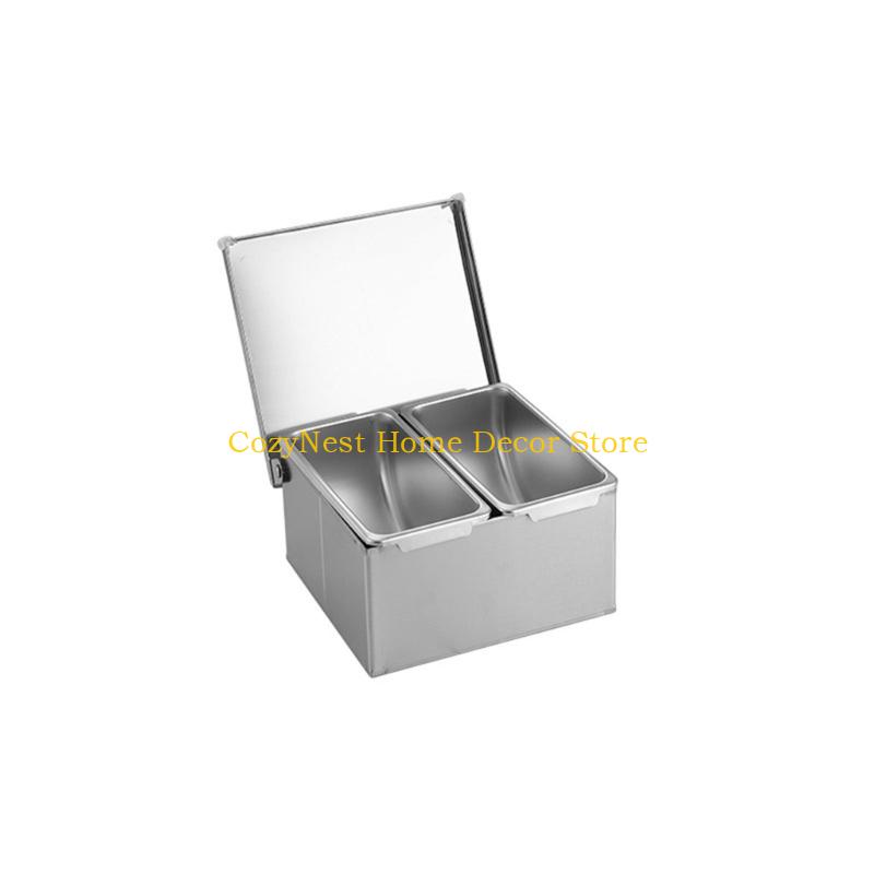 92MF Practical Nonrust Steel Spice Storage Box Multi Section Kitchen Essential For Organized Cooking And Meal Preps