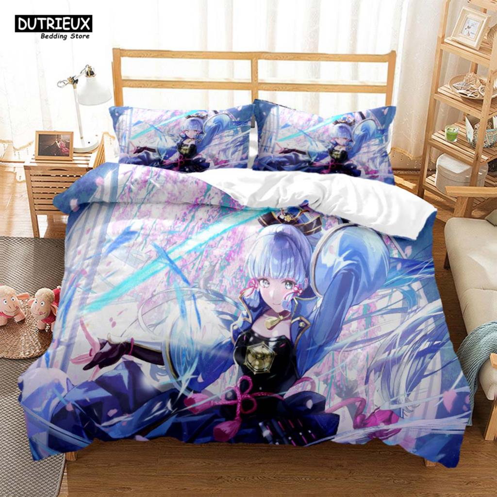 Genshin Impact Animation Cartoon Soft And Comfortable Customizable Comforter Bedding Sets Bedding Set Luxury Quilt Cover