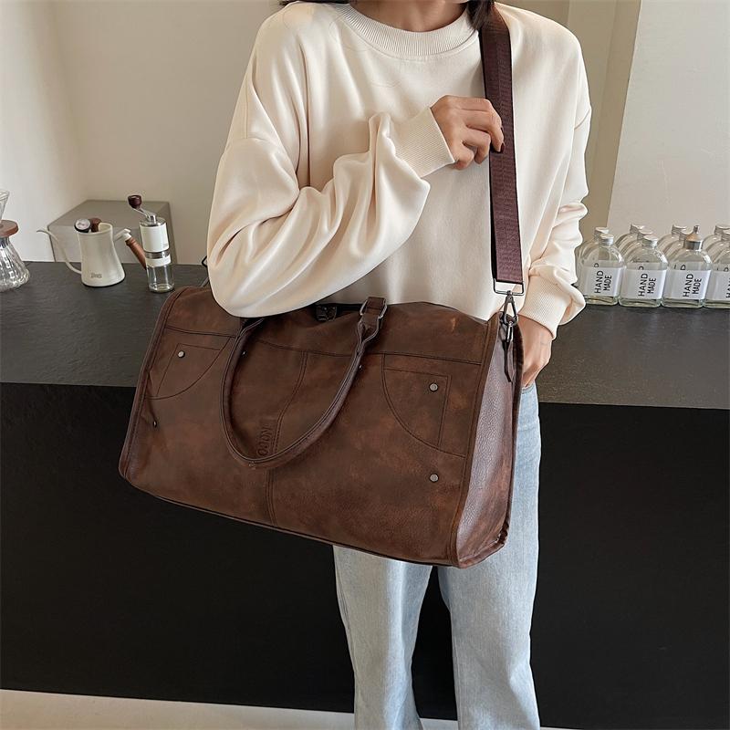 Large Capacity Handbag Short Distance Travel Bag PU Women's Fitness Luggage Bag