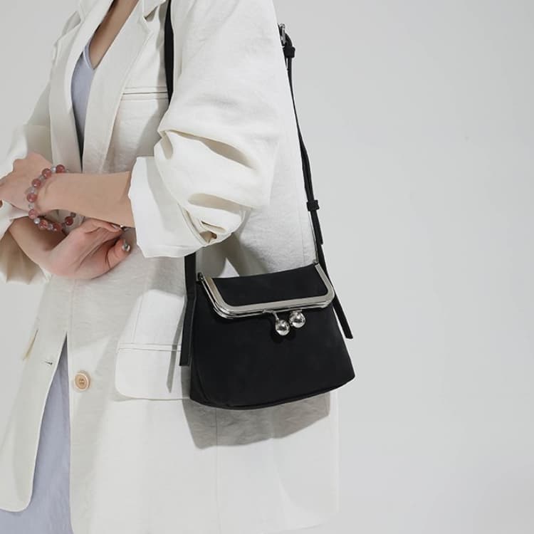 Metal clip button small square bag light luxury texture shoulder bag