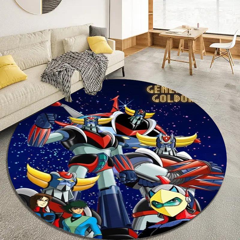 Grendizer Goldorak Anime Round Area Rug,Carpet Rug for Living Room Bedroom Sofa Playroom Decor,Non-slip Floor Mat Q0018