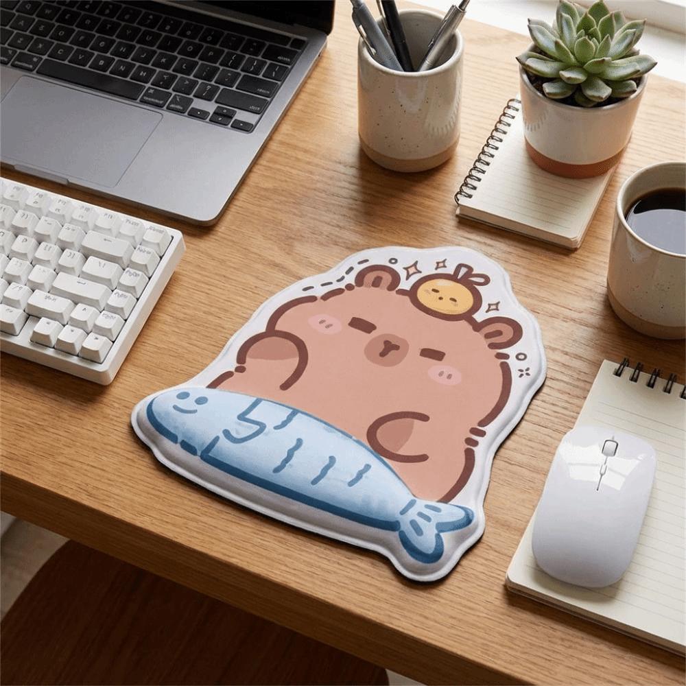 Soft Cartoon Mouse Pad Capybara Printed Keyboard Pad Cute Wristband Mouse Mat Desktop Accessories