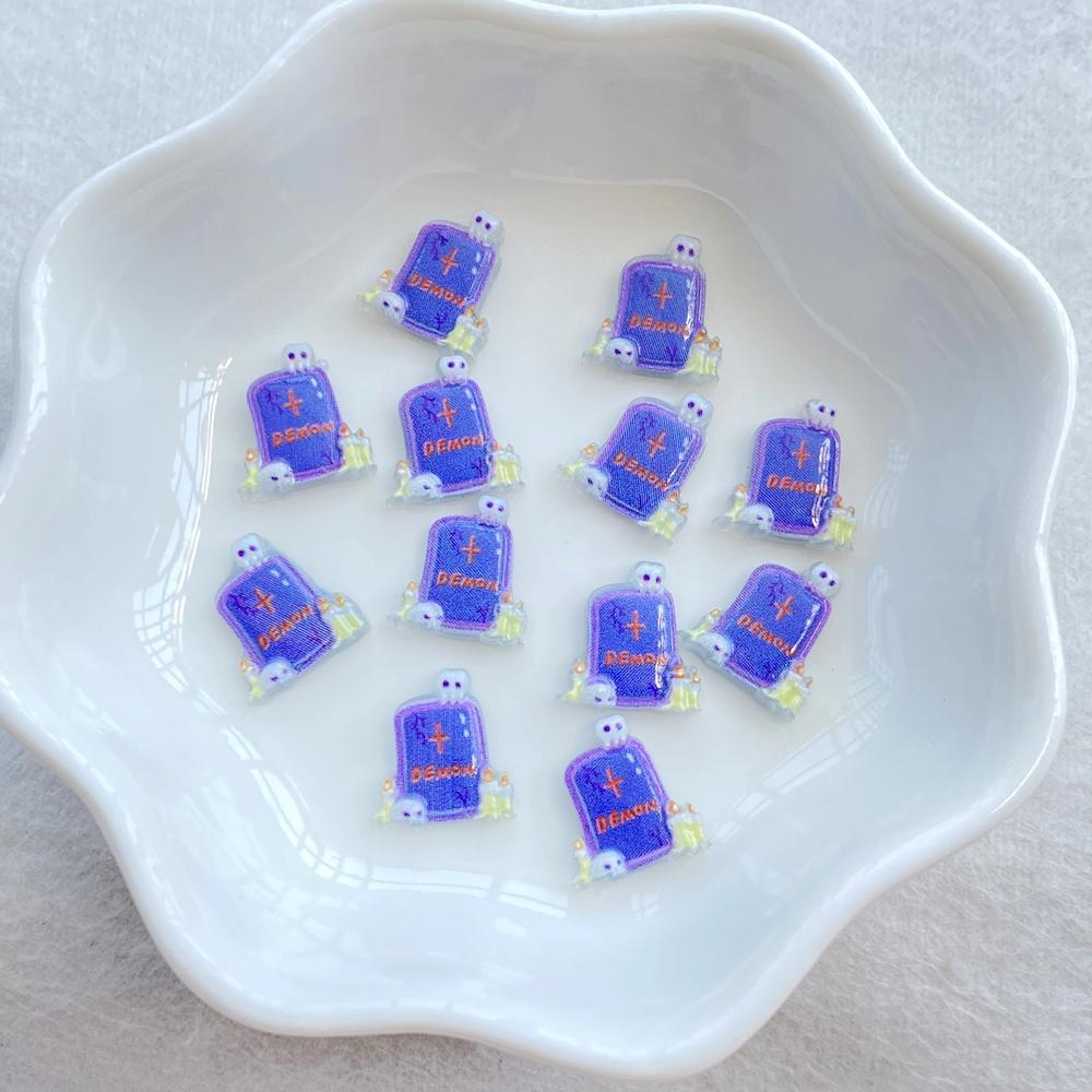 50Pcs Mini Cartoon Halloween Black Cat, Bat, Ghost, Skull Nail Art Resin Charms DIY Craft For Nail 3D Decorations Jewelry