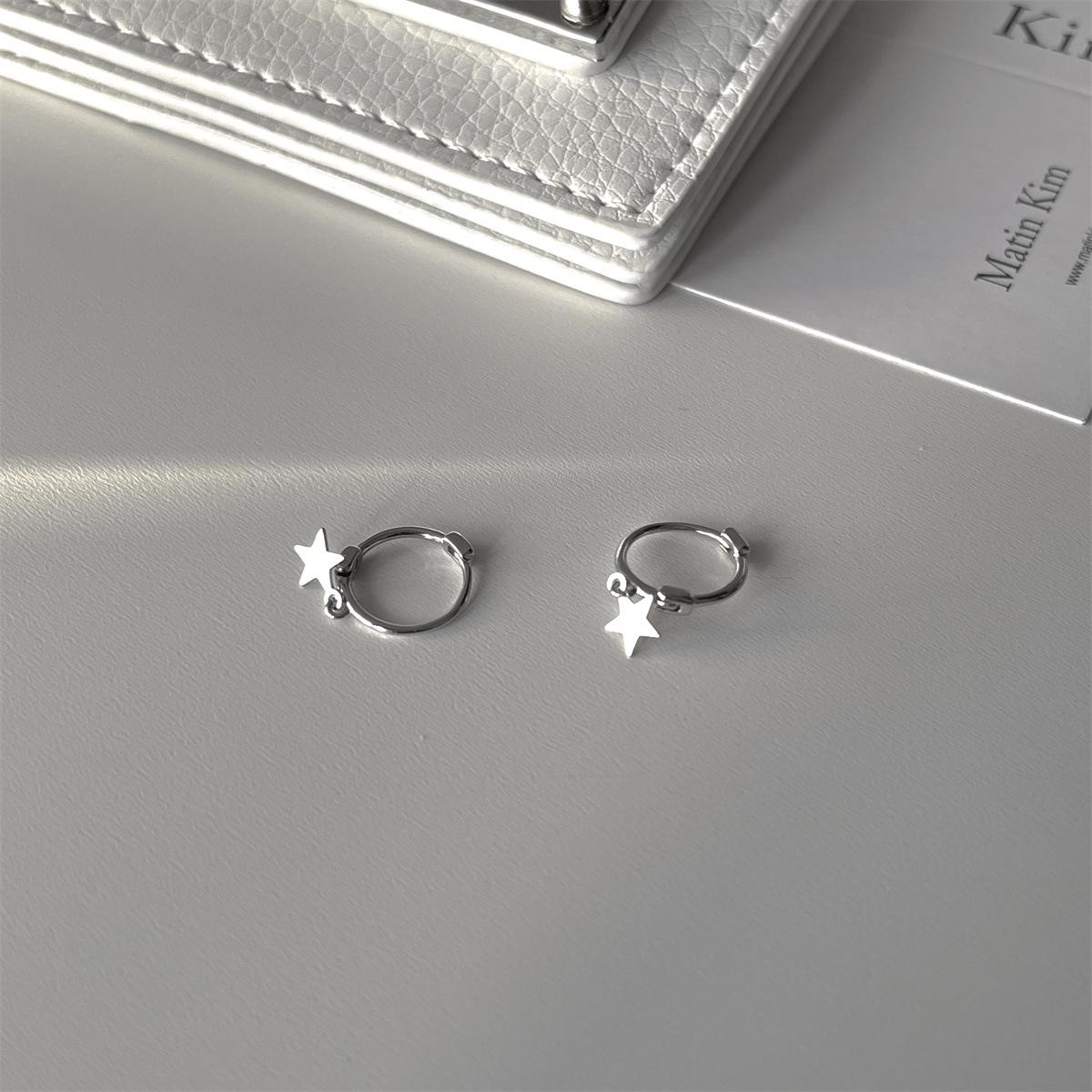 

Серьги-клипсы из стерлингового серебра 925 пробы с цирконом, пентаграмма, классические, универсальные, нишевая мода, высококлассные серьги, женственность, новинка 925 silver