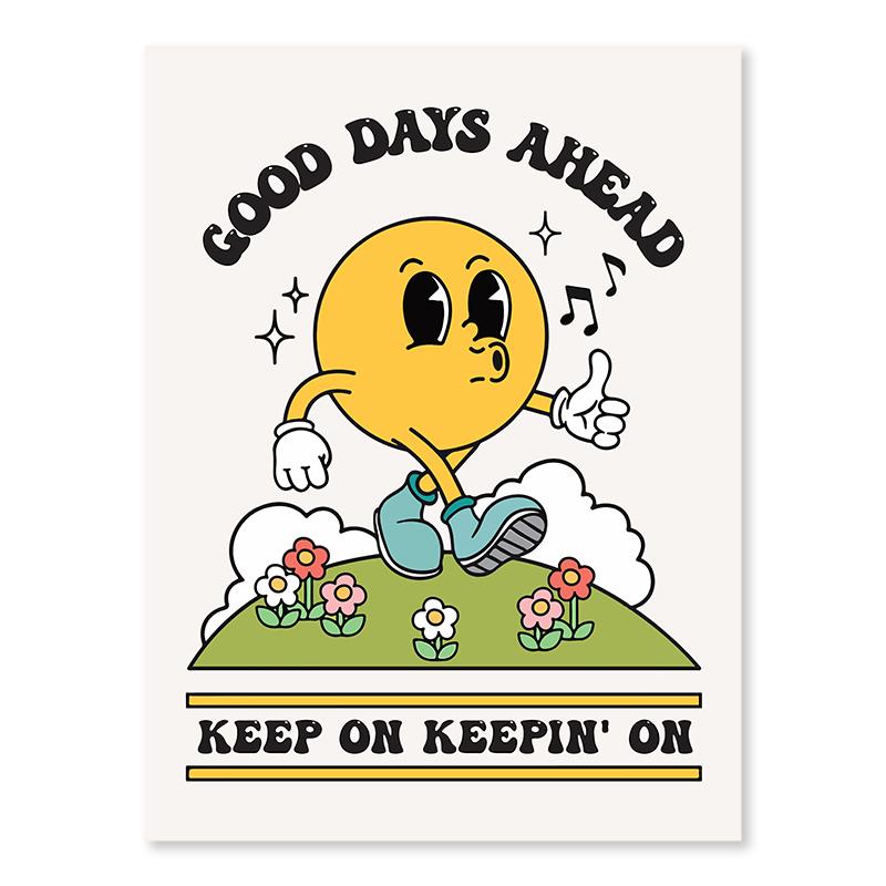 Retro Sun Poster Coffee Fruit Sunshine Canvas Painting Cartoon Positive Quotes Room Aesthetic Wall Art Picture for Home Decor