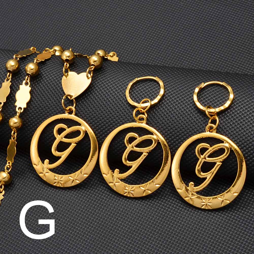 Anniyo Hawaiian Cursive Letters Pendant Initial Chain for Women Ball Beads Necklaces Guam English Jewelry Girls #135006 60cm Bead Chain