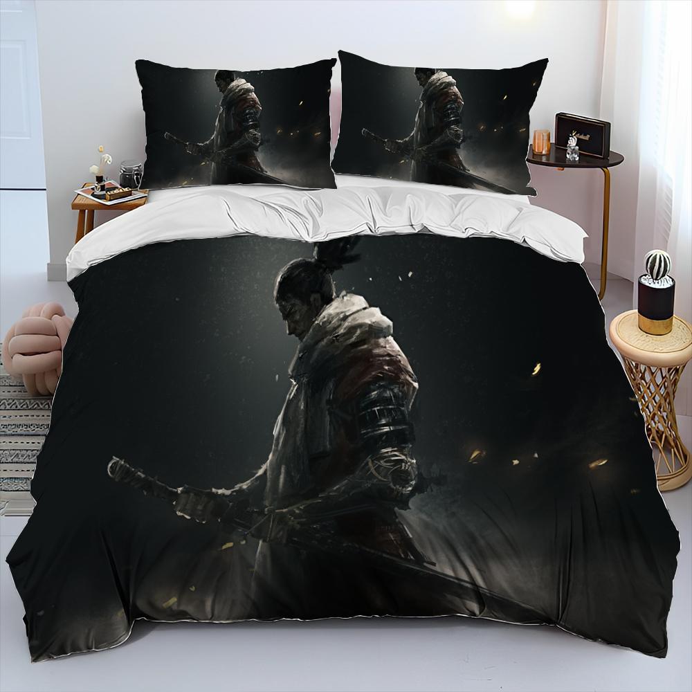 3D Sekiro:Shadows Die Twice Game Comforter Bedding Set,Duvet Cover Bed Set Quilt Cover Pillowcase,king Queen Size Bedding Set