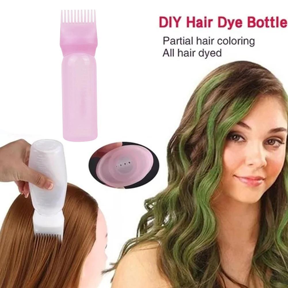 Hair Oil Application Bottle with 3 Pointed Mouth Caps and 6 Ounces Hair Dye Bottle Root Comb Hairdressing Dyeing Comb Bottles