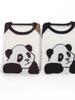 Panda Raglan Sleeve Knit Patchwork T-shirt - Trendy Loose Fit