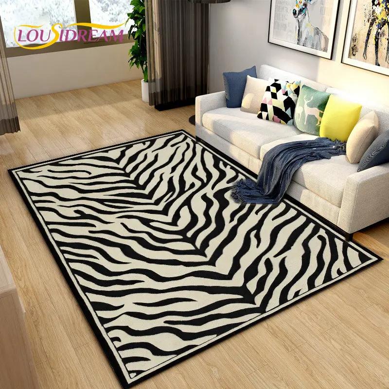 3D Stripe Tiger Print Pattern Area Rug Large,Carpet Rug for Living Room Bedroom Kitchen Doormat Decoration, Non-slip Floor Mat