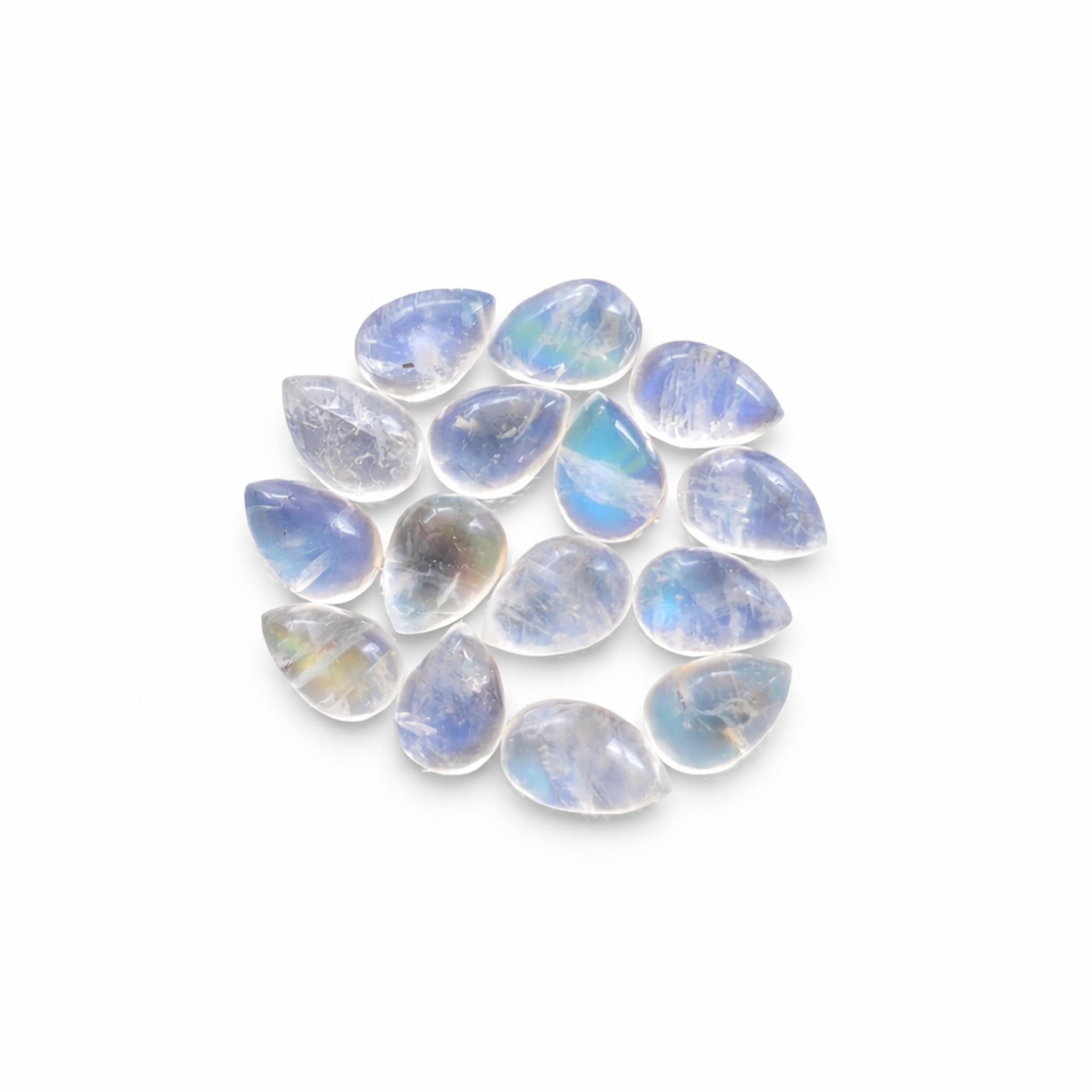 Natural Rainbow Moonstone Pear Cabochon – Calibrated 6x4 mm Smooth Flat Back Gemstone for Jewelry Making 1 Piece белый