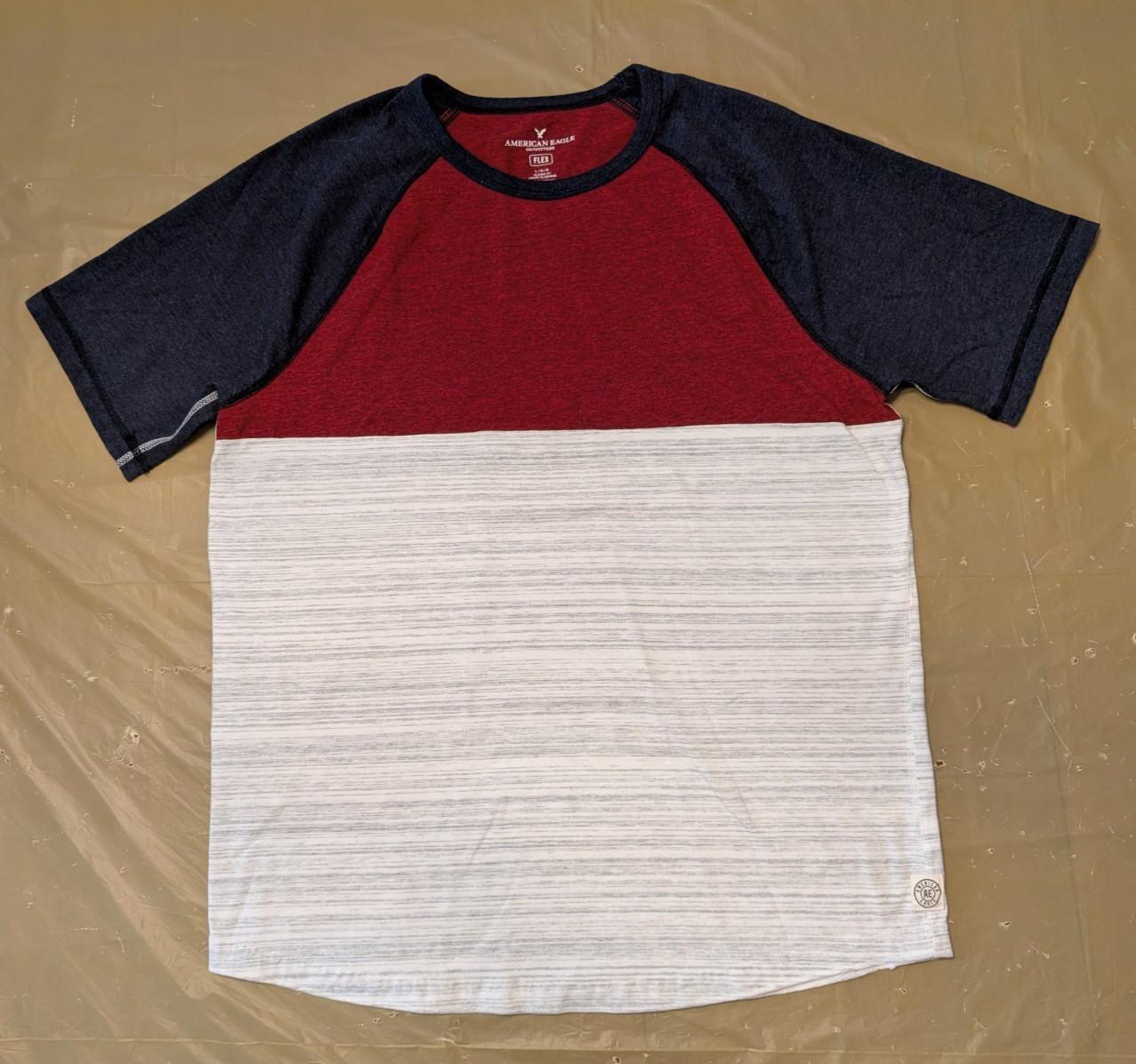 American Eagle Outfitters Flex Shirt Colorblock Classic Red Blue Large (Fits M) Unisex T-Shirt M