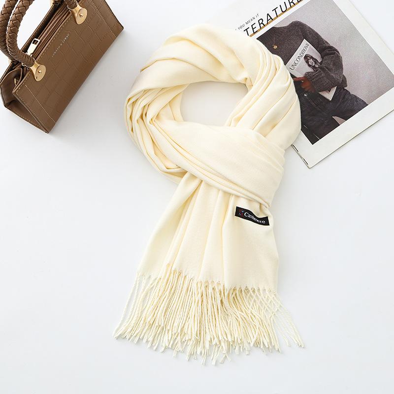 Cotton Solid Color Scarf for Women Winter Warm Wool Cashmere Scarf Autumn and Winter Women's Shawl Scarf Korean Style Atmosphere