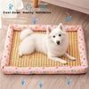 Square Summer Cooling Sleeping Dog Bed for Large Dog Cushion Spring Breathable Antislip Cat Bed Bamboo Cat Mat Pet Bed for Dog