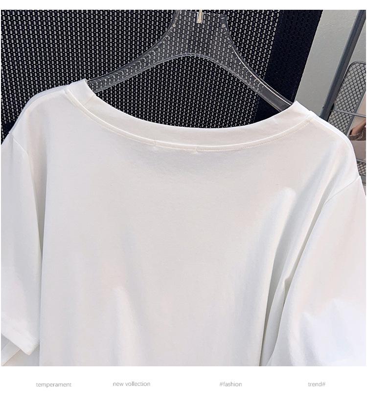 Women's Plus Size Loose-Fit Short-Sleeve Mid-Length T-Shirt (200-350 Jin)