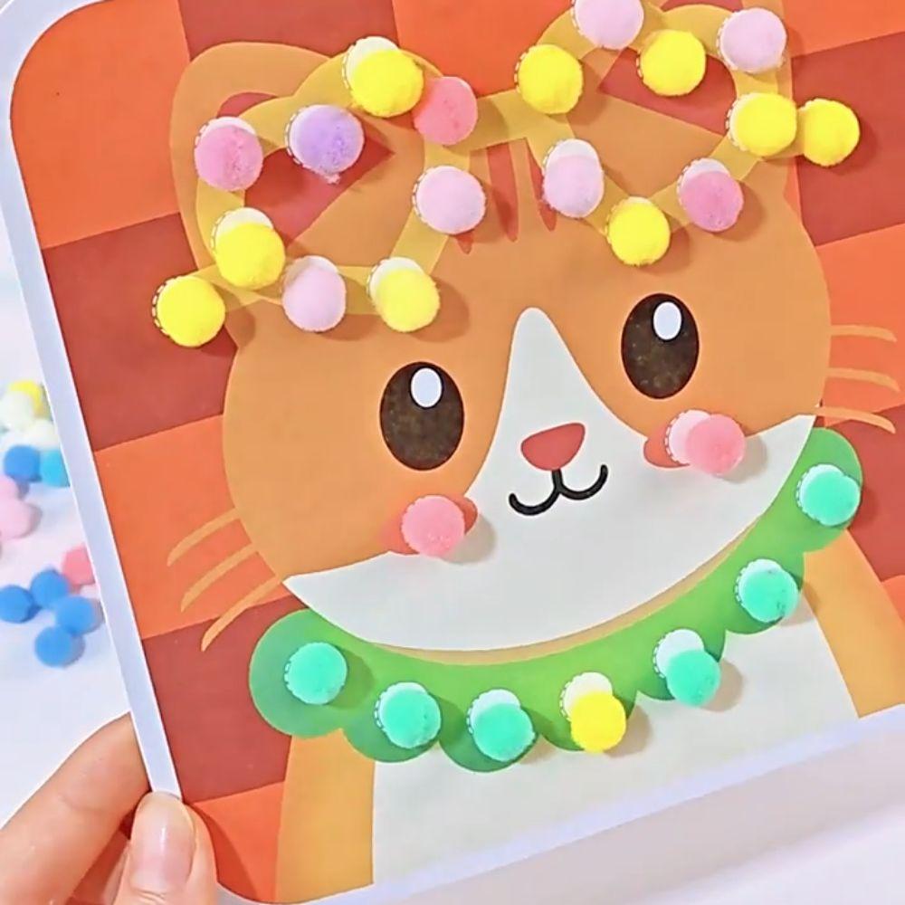 Handgemachtes Material Tier-Pompom Kunst-Set Pädagogisches Pompom Bastelspielzeug Kreatives Spiel