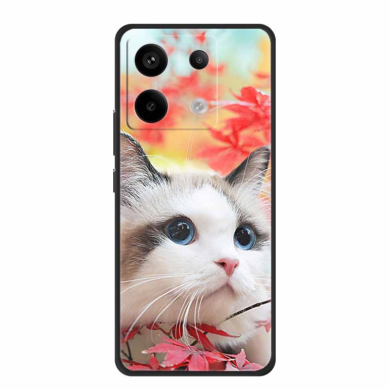 For Redmi Note 13 pro Case Pink Phone Case Fashion Silicone TPU Soft Back Cover Redmi Note 13 Pro Flower Capa 6.67" Cats Coque