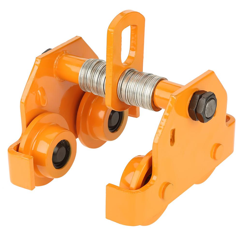 

1 Ton Pull Capacity Adjustable Stainless Steel Push Trolley Beam Girder Precision Tool Yellow