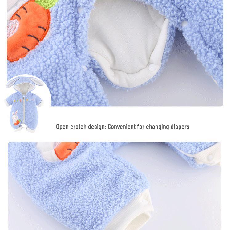Cozy Newborn Teddy Lambswool Jumpsuit - Warm, Thick, Plush Outerwear for Autumn and Winter