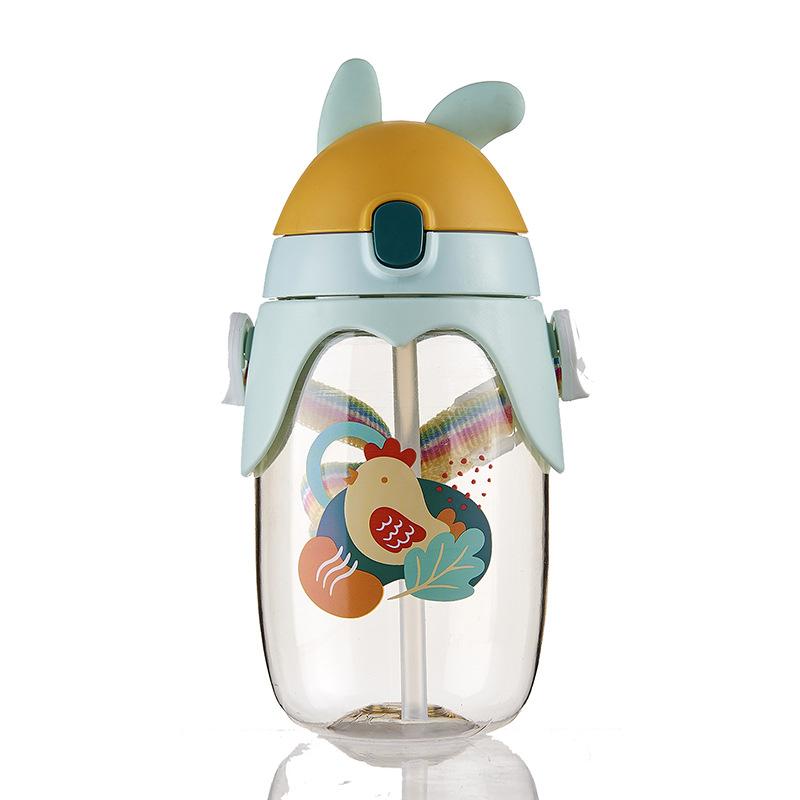 Adorable Cartoon Straw Cup Childrens Kindergarten Lightweight Mixing Kettle Baby Mom Girl Back Water Cup