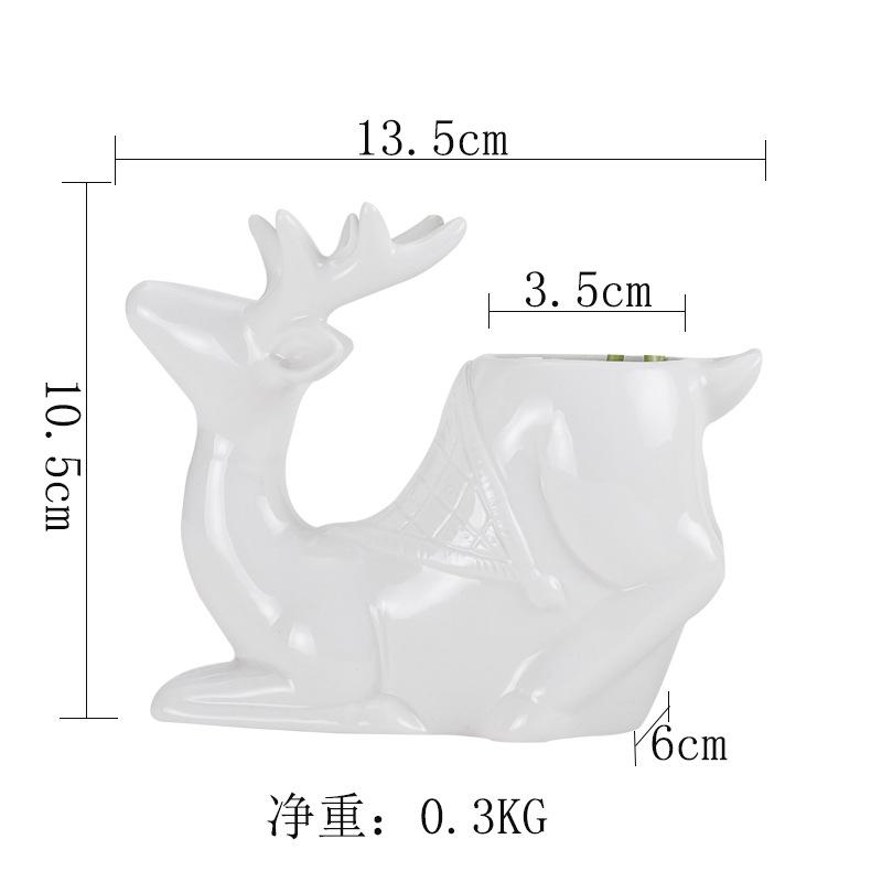 European Creative Cartoon Hydroponic Flower Pot Ceramic, Personalized Animal White Porcelain Flower Pot Green Plant Succulent Pot without plants