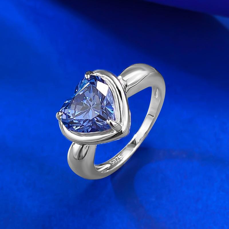 3 Carat Heart Of The Ocean Tanzanite Love Ring Summer Hot Push