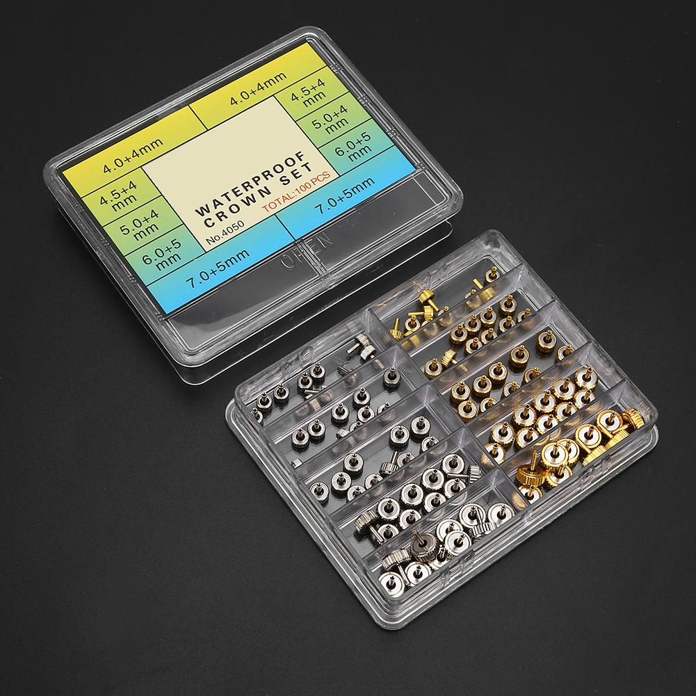 Professional Watch Crown Set Accessory Repairing Replacement Tool Kit with Box
