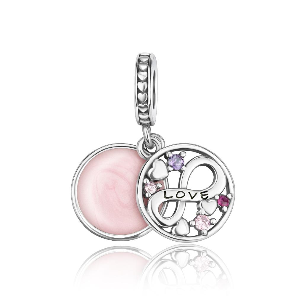 Charm Colgante Doble Opalescente de Cobre Brillante de Amistad y Colgante Bicolor de Llave y Luna Apto para Joyería Fina de Mujer