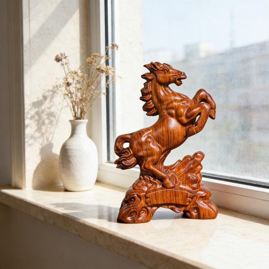 Yousheng Holzschnitzerei Pferdefigur Simulation Pferd Harzstatue Sammlerstück Tierskulptur Ornament Fengshui Dekoration Geschenk für Pferdeliebhaber