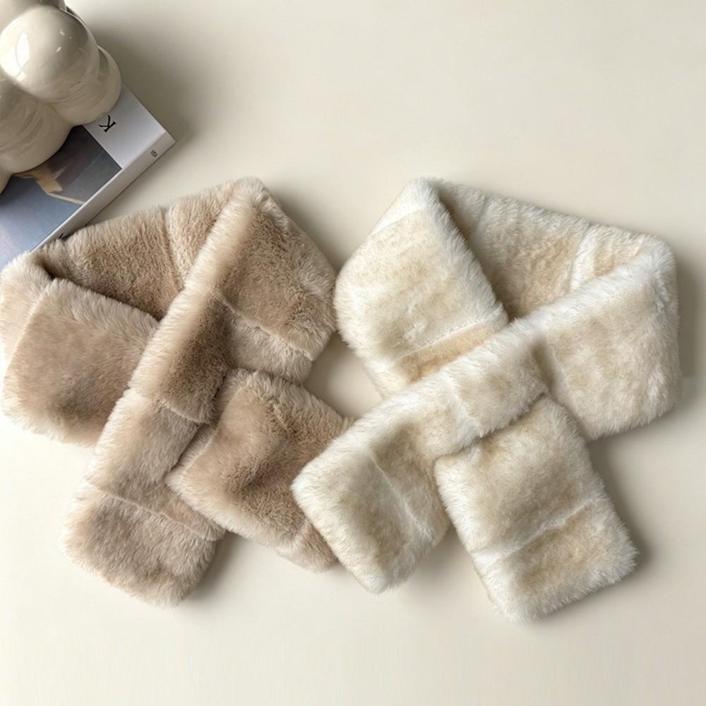 Soft Plush Cross Scarf Furry Winter Collar Scarf Korean Style Neck Scarf Women Girl