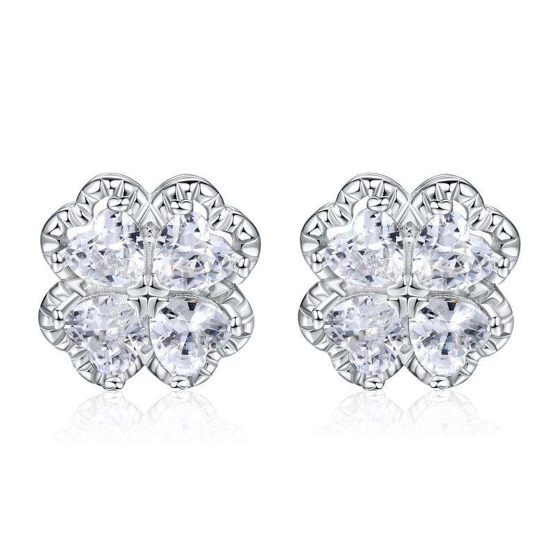 barbie Shining Four-leaf Clover, High-end Temperament, Niche Design and Versatile, 925 Silver Zircon Earrings, Women's Style ZJYES-SY-006