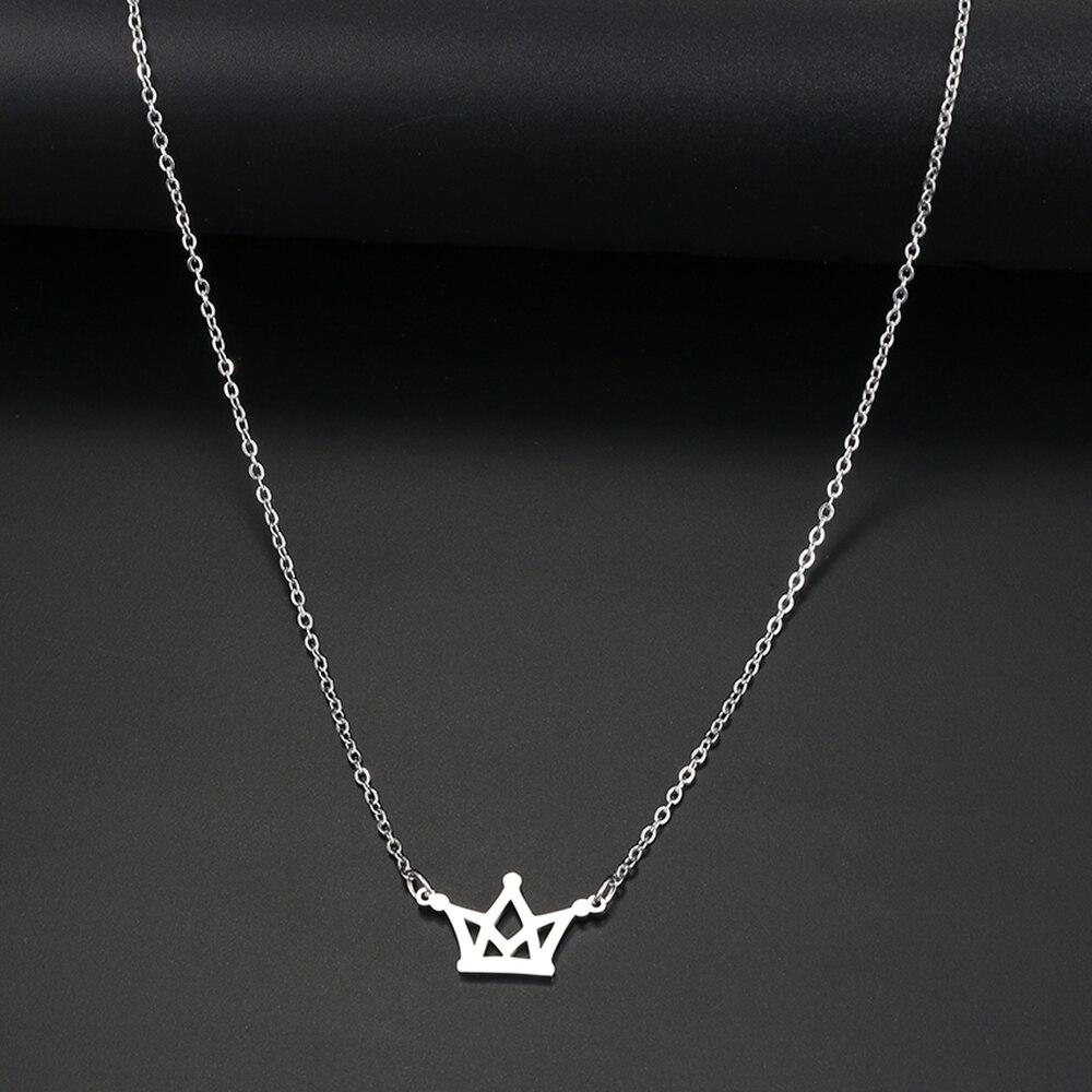 Stainless Steel Necklaces Classic Small Crown Pendant Chain Choker Charm Fashion Necklace For Women Jewelry Party Wedding Gifts