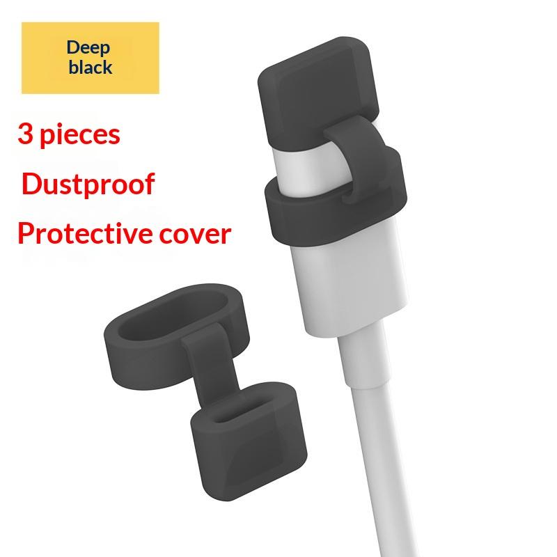 3/15Pcs For Ios Lighting Type-C Data Cable Silicone Dust Plug Anti-Lost Dustproof Data Cord Protective Cap Typec Charging Port