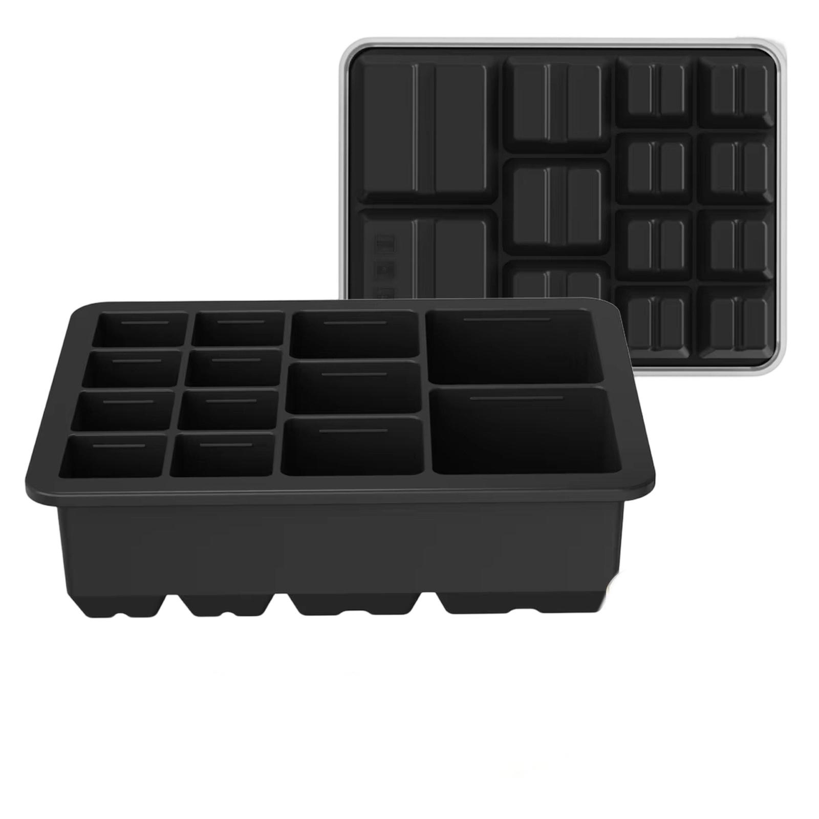 Multi-size 13-Cavity Square Trays, Food Grade Silicone Ice Molds, Easy Release Maker one size чёрный