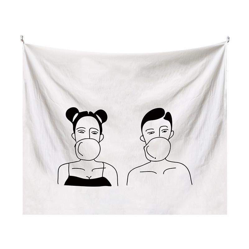 Couple Abstraction Tapestry Home Bedroom Hanging Dormitory Decoration Background Decor White Line Art Wall Hanging Tapestry