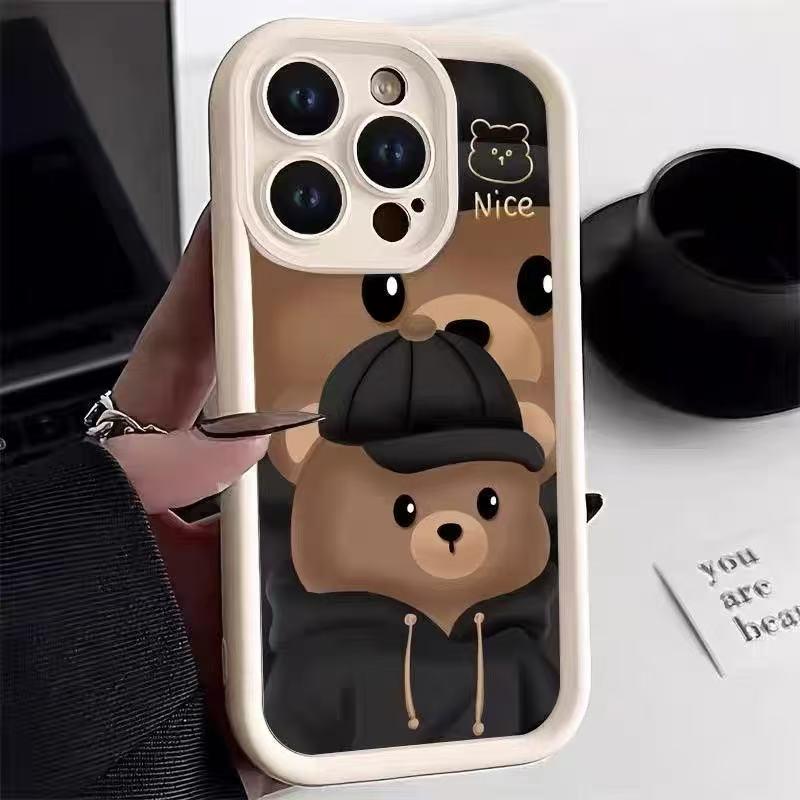 

Brown Little Bear Drop-Proof Phone Case for iPhone 17, 16 Pro Max, 15 Pro, 14, and 13 iPhone 14 Plus