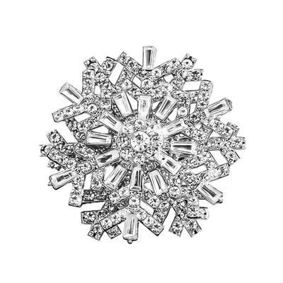 Broche Copo de Nieve Giratorio Mujer Pedrería Copo de Nieve Pin de Solapa Decorativo Brillante Broche Pin Joyería para Navidad Boda Fiesta Atuendo