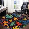 1pc Autumn Leaves Office Round Area Rug, Indoor Mat Suitable ForOffice, Under Office Chairs Bedroom Living Room Home Decor, D121