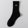Men's Mid-calf Socks for Autumn and Winter, Solid-colored Cotton Socks, Snow Mountain Embroidery, Versatile and Trendy Socks for Spring and Summer