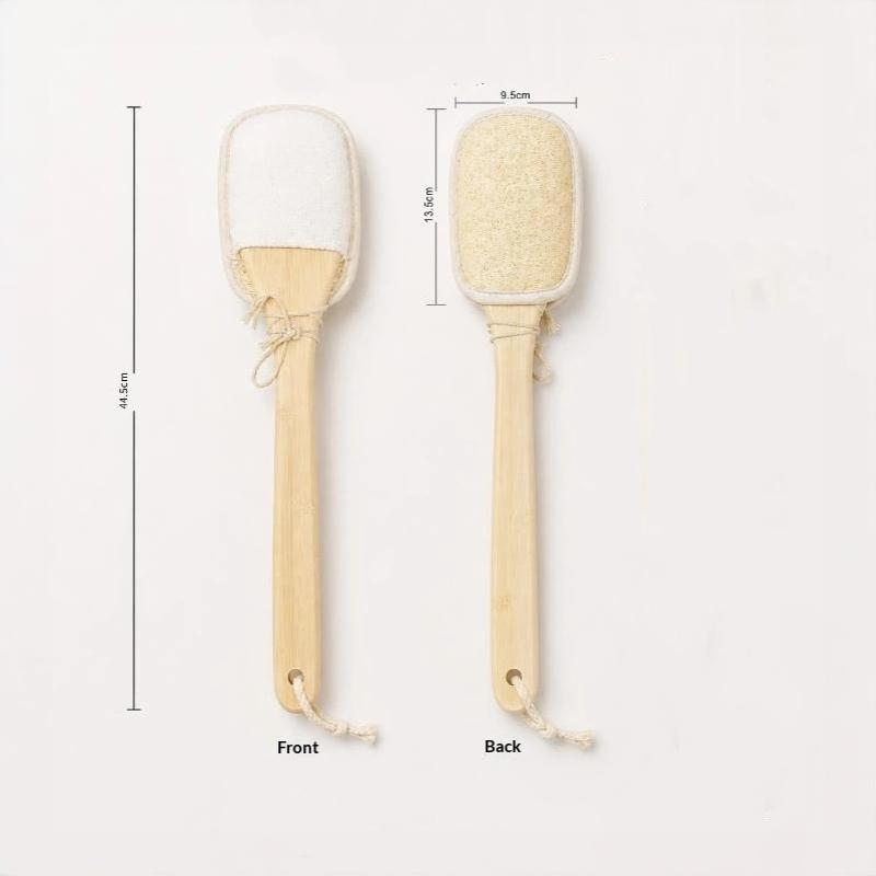 1 Pezzo Spazzola Corpo in Legno con Manico Lungo Doccia Esfoliante Spazzola per la Schiena Doppia Faccia Luffa Naturale Spazzola da Bagno Strumento per la Pulizia