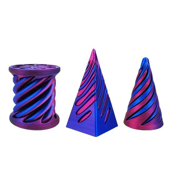 

3Pcs 3D Printed Spiral Cone Figurine Impossible Passthrough Sculpture Vortex Thread Illusion Stress Relief Mini Spiral Pyramid Cylinder Fidget Toy 3pcs