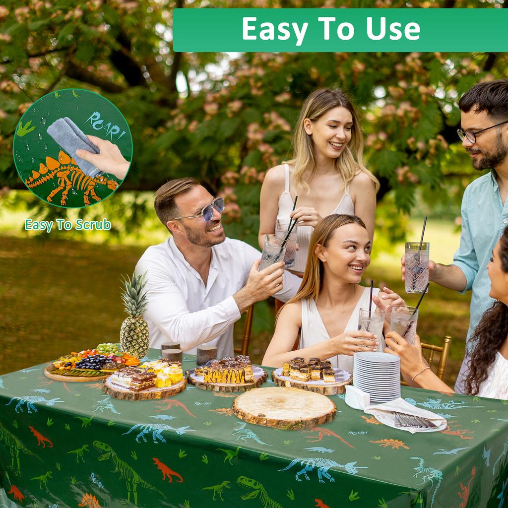 3Pcs Dinosaur Party Tablecloths Plastic Waterproof Oil-proof Reusable Decorative Dinosaur Table Covers for Kid Birthday Party