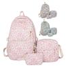 3 Pcs/Set Floral Backpack Women Flower Rucksack Shoulder Bag Makeup Pouch Quilted Daypack for Girls School Work Travel