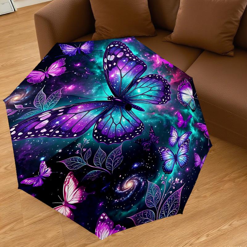 1PC Butterfly Galaxy Umbrella-8-Rib Reinforced Portable Folding Travel Suitable for All Seasons Outdoor Daily Use Is an Ideal Choice  -K0365