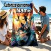 Custom Name Personalized Avatar Print Beach Towel, for Trip Camping Beach Party Home Decor, Birthday Gift for Family & Friends